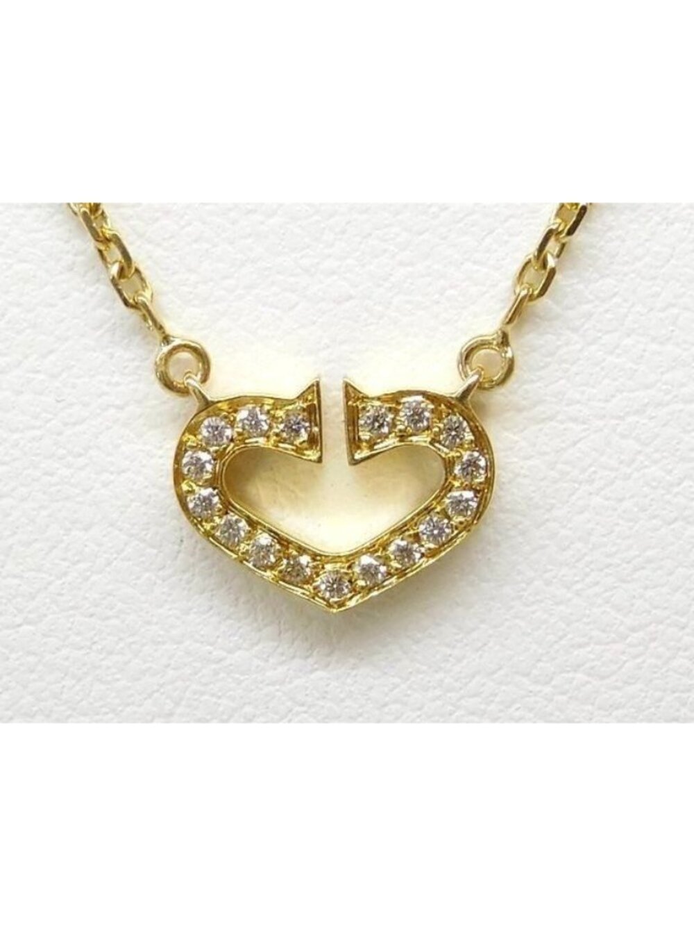 Cartier 2C Heart Pendant Diamond 18k Yellow Gold Necklace